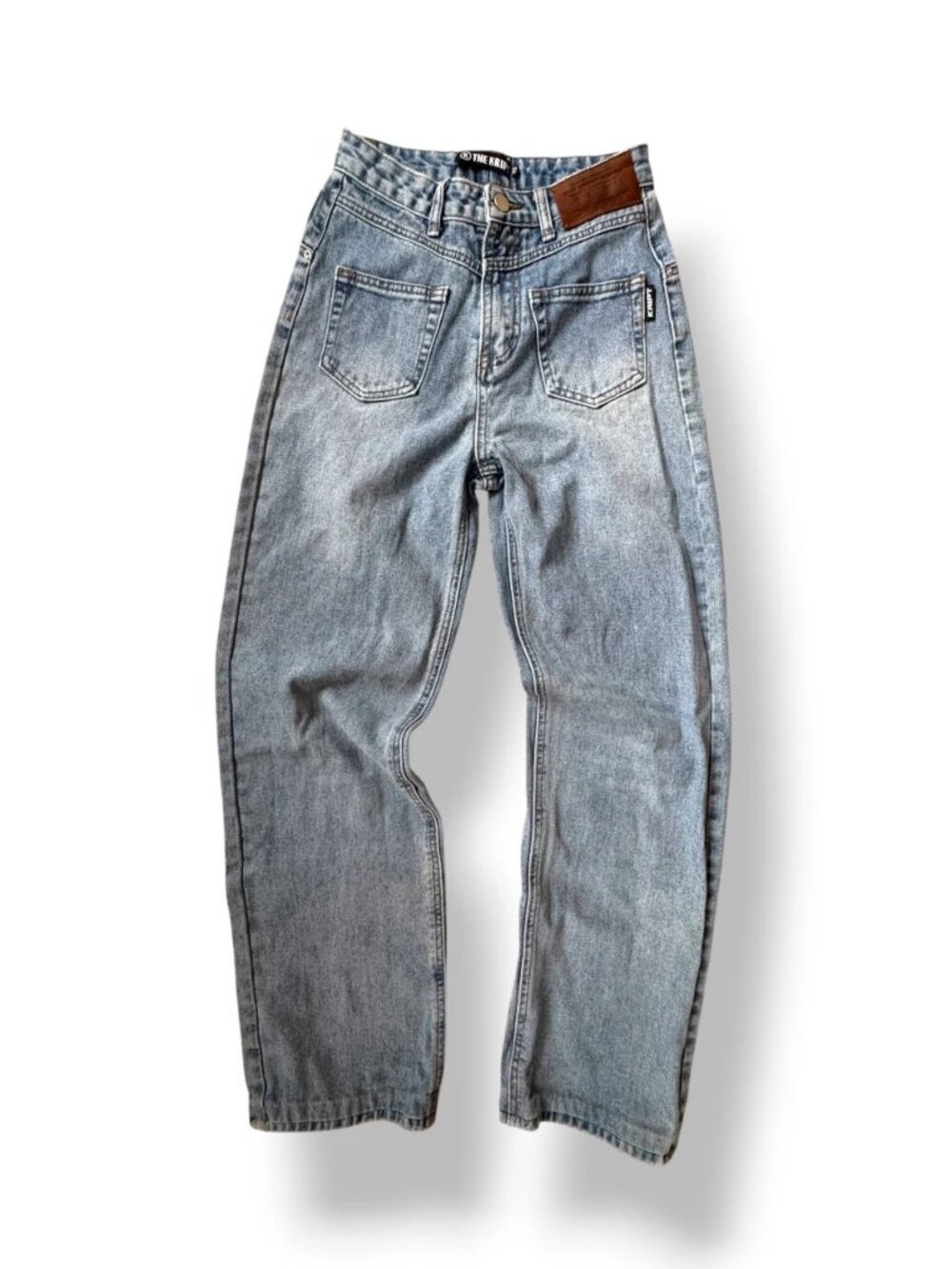 The Kript Reverse Backwards Jeans Light Wash Y2K Streetwear XS